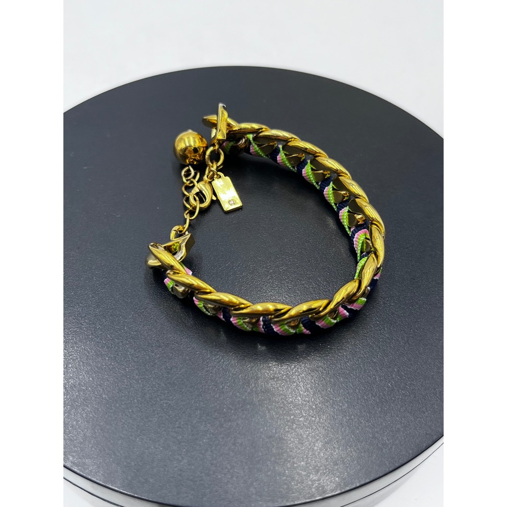 Kate Spade New York "Learn the Ropes" Woven Chain Pink Green White Bracelet - Picture 4 of 9